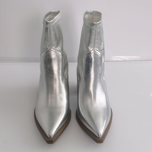 MIA $80 Women Rachell Block Stacked Heel Western Bootie Silver Shoes Size 8 NWOT - Picture 5 of 8